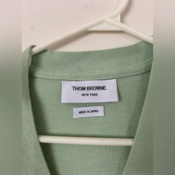 Thom Browne Women’s V-neck Casual Long-sleeved Cardigan Jacket Mint Size 2 - Picture 2 of 8
